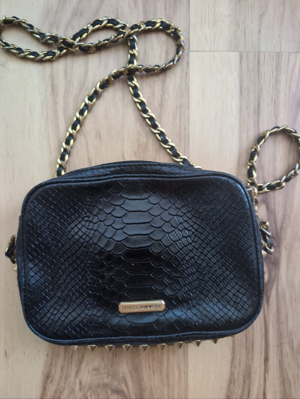 Rebecca Minkoff Studded Crossbody Bag with Gold Chain